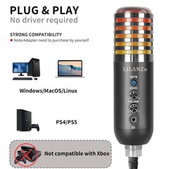 USB Condenser Microphone for PC PS4, PS5 Streaming Singing Podcast Studio, Co…