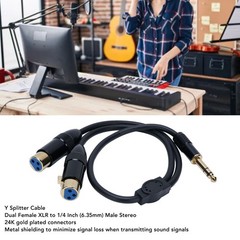 Dual XLR Female To 1/4 Inch 6.35mm Male Stereo Y Splitter Cable 1.6FT PVC D WPMU
