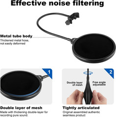 Professional Microphone Pop Filter Mask Shield for Blue Yeti and Any Other Micro