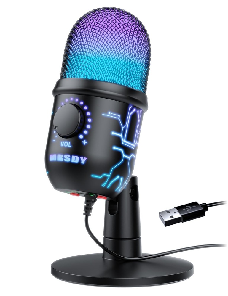 Gaming Microphone, USB Computer Microphone for PC, Mac, PS4/5, Condenser Podc…