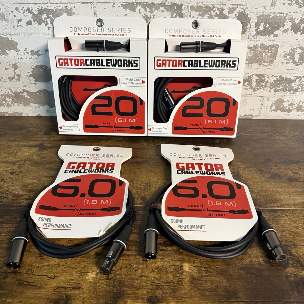 NEW – Gator Cableworks Composer XLR Cable Lot 2x20ft 2x6ft M-F