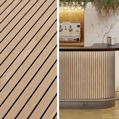 4-Piece Wood Slat Wall Panel for Interior Wall Decor Noise Cancelling 47.2″ x…