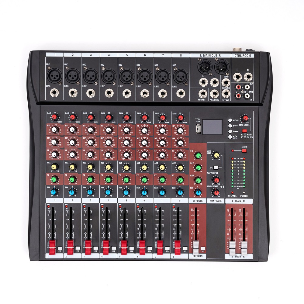 8 ChannelB Bluetooth Live Studio Audio Mixer Power Mixing Console Board w/USB