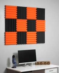 2″ Orange & Black Acoustic Wedge Soundproofing Studio Foam Tiles 12 Pack