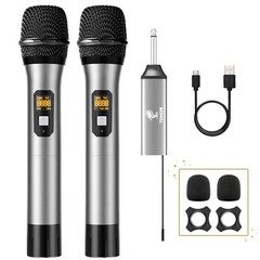 TONOR Wireless Microphone, UHF Dual Cordless Metal Dynamic Mic System
