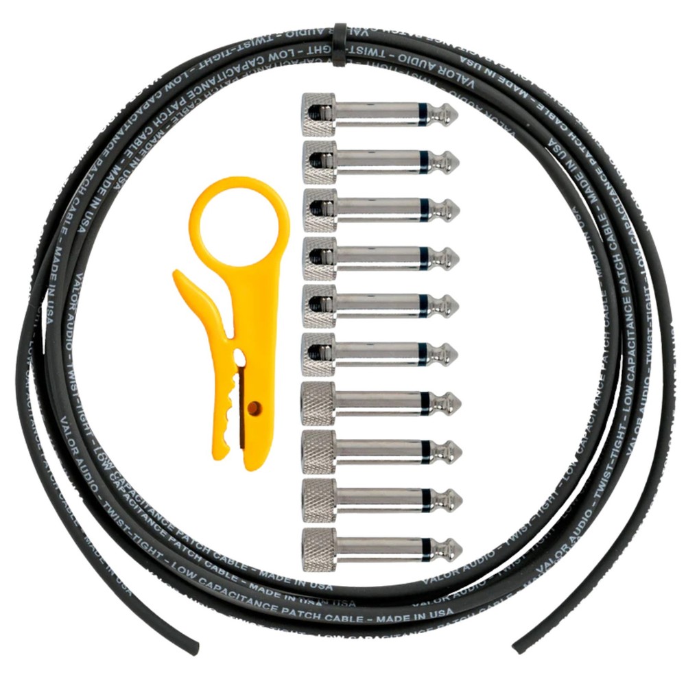 Valor Audio Twist-Tight Solderless Mixed Plug Cable Kit, 10′, Black