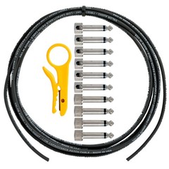 Valor Audio Twist-Tight Solderless Mixed Plug Cable Kit, 10′, Black