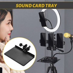 Universal Microphone Stand Clamp-on Tray Metal Material with Mounting Clamp H9C1