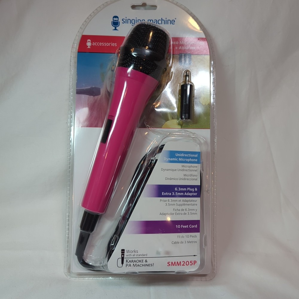 Singing Machine SMM-205P Unidirectional Dynamic Karaoke Microphone with 10 Ft.