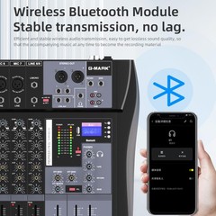 G-MARK MR80S Audio Mixer Interface USB Bluetooth Mixing Console 8 Channel 48V Ph