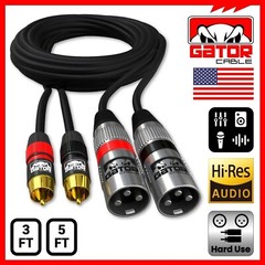 2-XLR Male to 2-RCA Male Cable Dual Patch Splitter Shielded Audio Stereo HD 5FT
