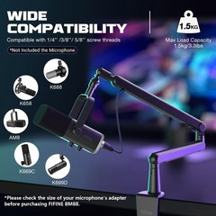 FIFINE Microphone Boom Arm Adjustable Stand for Podcast Streaming Gaming