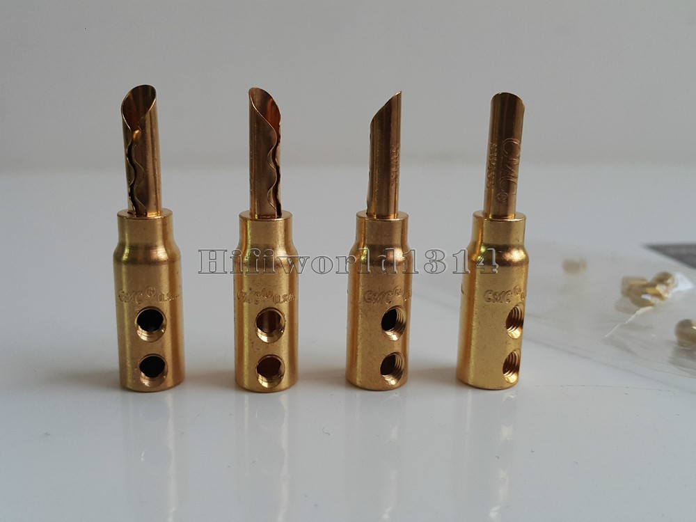4x CMC 0668-CUR-G Pure Copper Gold Plated Speaker Wire Cable Banana Plug