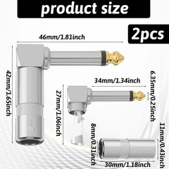 Zinc Alloy Right Angle Audio Jack Connectors – 2 Pack for Audio Devices