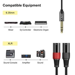 TRS 6.35mm to Dual XLR Y Splitter Cable PVC Shelled 2 XLR Male 35mm to XLR Y