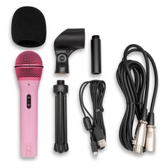 Samson Q2U USB and XLR Handheld Dynamic Microphone Cardioid Pattern (Pink)