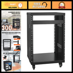 12U AV Rack Stand with Caster Wheels, Recording Studio Cabinet, Removable Panels