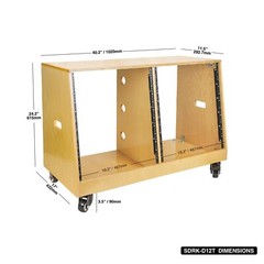 Sound Town DIY 2 x12U Slanted Studio Rack Casters, Plywood, golden oak SDRK-D12T