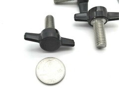 6mm x 13mm Thumb Screws with Wing Tee Knob Delrin Head SS USA 5 per package