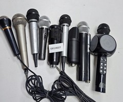 Lot of 10 Assorted Microphones – Untested, Various Models & Colors, Used