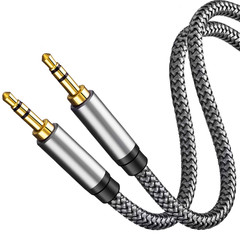 Tan Qy 3.5Mm Nylon Braided Aux Cable 20Ft Audio Auxiliary Input Adapter Male To
