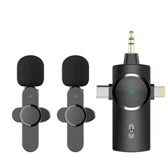 3in1 Wireless Lavalier Microphone For iPhone/Android Mini Lapel Mic Recording US
