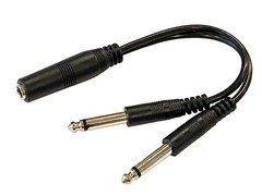 1/4″ TS Female to Dual 1/4″ TS Male Mono Y Splitter Adapter Breakout Cable