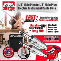 1/4” to 1/4” Male Mono Plug Cable Wire Cord Guitar Bass Instrument DJ Mixer