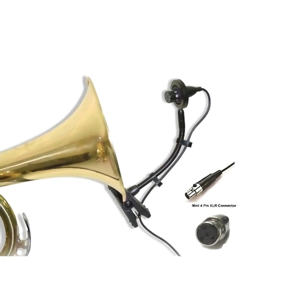 Wind Instrument Mic – Cardioid Condenser for Sax, Trumpet – for Shure mini 4 Pin