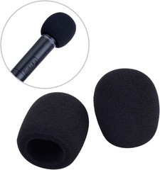 Black Foam Mic Windscreens – 5 Pack for Karaoke & Interviews, 2.9 x 2.5 Inches