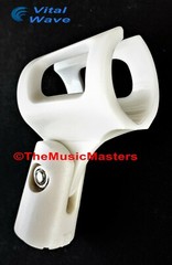 2X WHITE Handheld MICROPHONE CLIP Karaoke DJ Tripod Mic Stand Holder Clamp Mount