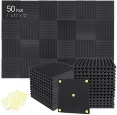 High-Density Acoustic Foam Panels 50 Pack – Fire-Resistant and Noise Absorbing
