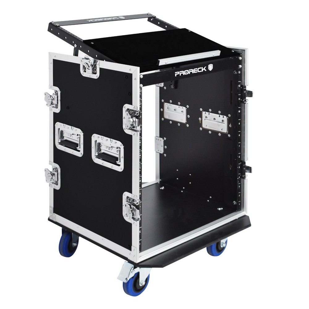 PRORECK Rack Case With Slant Mixer Top, 20in Depth, Plywood for DJ
