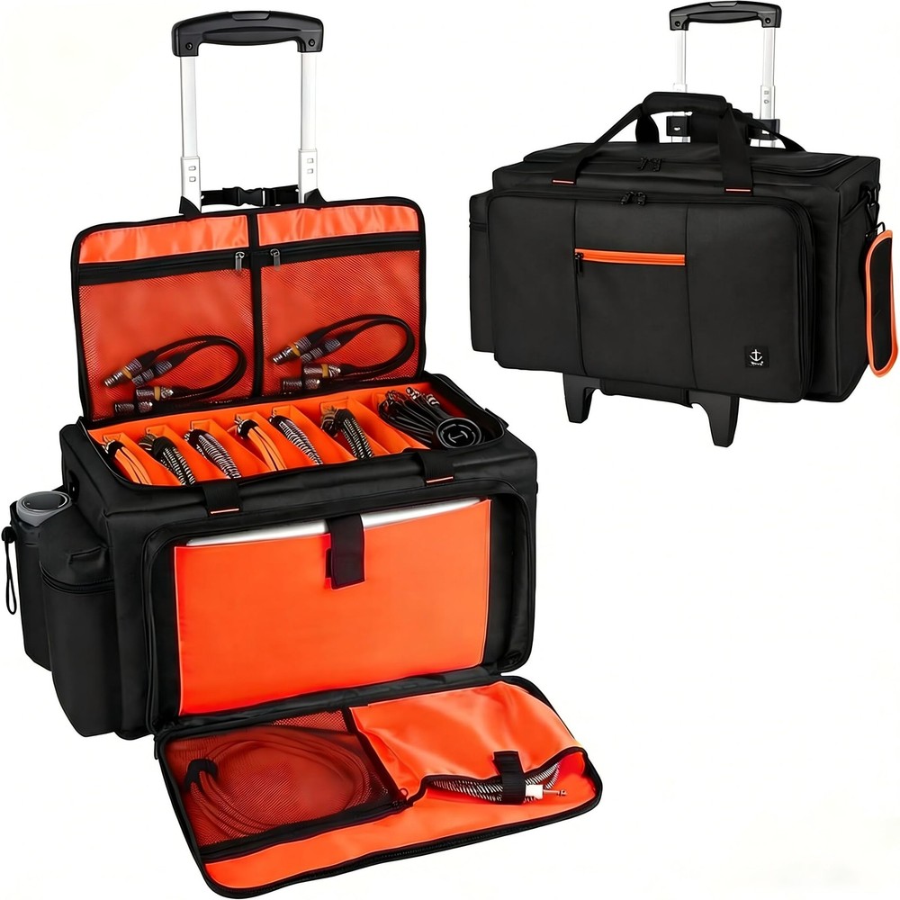 Timoxi Large Rolling DJ Bag Built-in Sturdy 19.7“×10.2“×11“, Orange