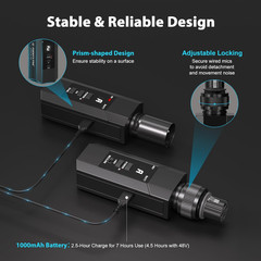 Phenyx Pro Plug-on XLR Wireless Transmitter Receiver System, Wired-to-Wireless M