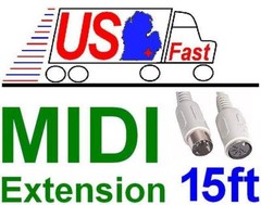 15ft MIDI Male~Female Extension Cable 5pin DIN Digital Audio,drum,synthesizer
