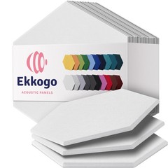 Ekkogo Acoustic Panels – 12-Pack Soundproof Medium Hexagon 12 Pack, White