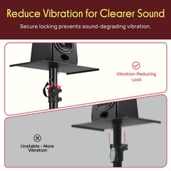 Pyle Adjustable Speaker Stand Pair – Dual Studio Monitor Tripod with Black