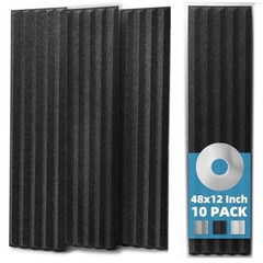 10-Pack Peel and Stick Acoustic Panels with Acrylic Tape – 12 Black-polyester