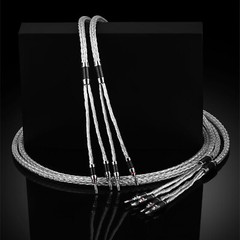 8 Awg HiFi Speaker Wire Cable Silver Plate 8N OCC Carbon Fiber Banana Spade Cord