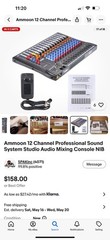 Ammoon 12 Channel Prof Sound System Studio Audio Mixing Console NEW IN OPEN BOX