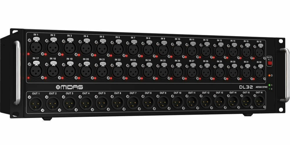 Midas DL32 32×16 Digital Stage Box with Midas Preamps AES50 Network Audio