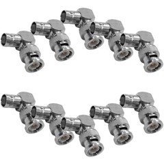 10 Pack of Right Angle BNC Male to BNC Female Video Cable Adapters – 90 Degree