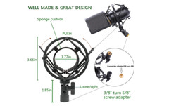Microphone Pop Filter Shock Mount Anti Vibration Mic Suspension Holder Clip Foam