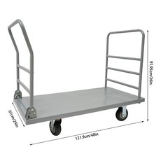 2000lbs Steel Platform Truck 48x24x36″ Hand Push Flat Cart 2 Casters w/ Brake US