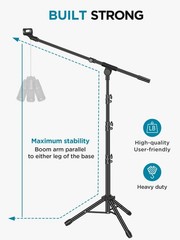Adjustable Tripod Microphone Stand with Boom Arm, Carrying Bag & 2 Mic Clips – I