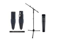 Shure SM57LC-SOLO-K Microphone Bundle Cardioid, Boom Stand, and 25′ XLR Cable