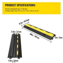 VEVOR 3pcs 2Channel Rubber Electrical Wire Cable Cover Ramp Guard Cord Protector