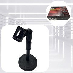 Desktop Microphone Lifting Stand Adjustable with Mic Clip Round Base