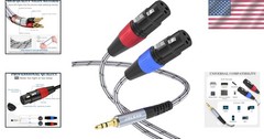 15′ Dual XLR Female to 3.5mm TRS Microphone Splitter Cable for Streaming